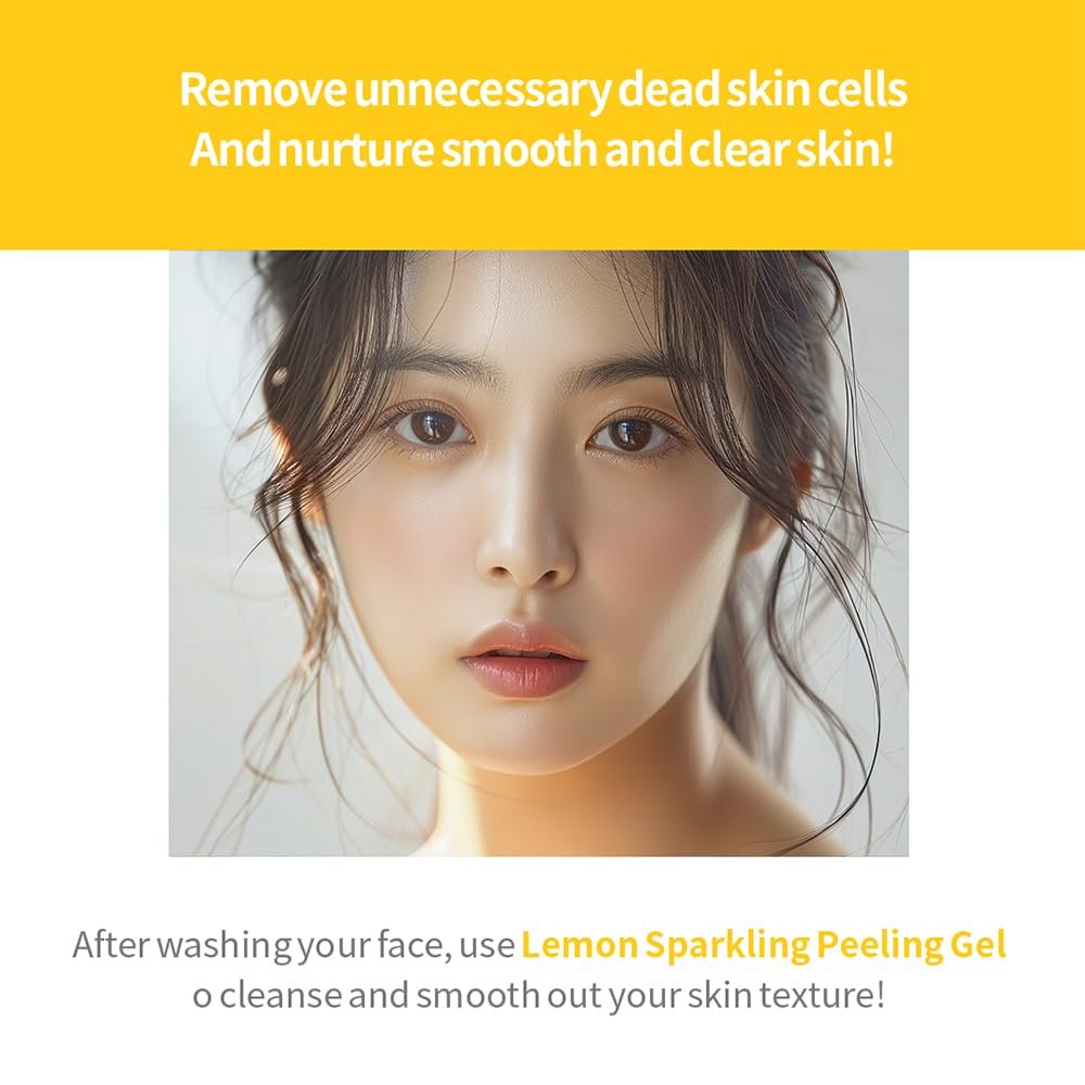 SECRETKEY Lemon Sparkling Peeling Gel – Gentle AHA & BHA Exfoliator for Radiant, Smooth Skin, Refines Pores & Texture, Korean Skincare, 5.07 fl oz Avelisse