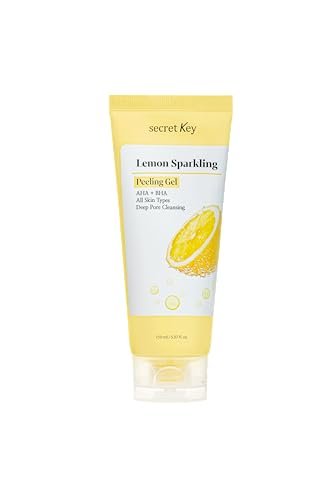 SECRETKEY Lemon Sparkling Peeling Gel – Gentle AHA & BHA Exfoliator for Radiant, Smooth Skin, Refines Pores & Texture, Korean Skincare, 5.07 fl oz Avelisse