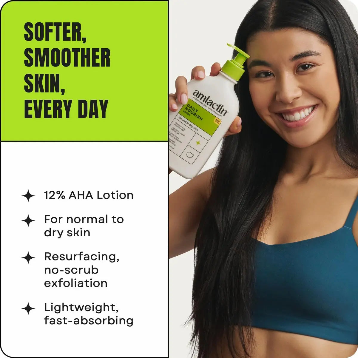 AmLactin Daily Nourish Therapeutic Body Lotion for Dry Skin - 12% Lactic Acid Exfoliating Moisturizer, 7.9 oz Avelisse