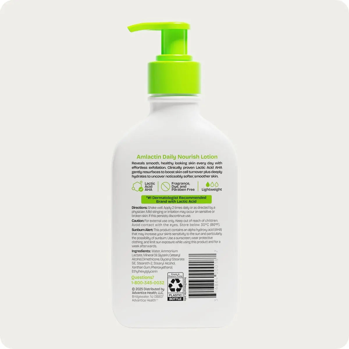 AmLactin Daily Nourish Therapeutic Body Lotion for Dry Skin - 12% Lactic Acid Exfoliating Moisturizer, 7.9 oz Avelisse