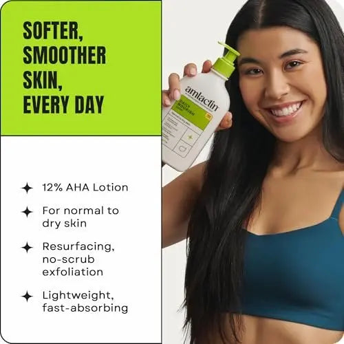 AmLactin Daily Nourish Therapeutic Body Lotion for Dry Skin - 12% Lactic Acid Exfoliating Moisturizer, 7.9 oz Avelisse