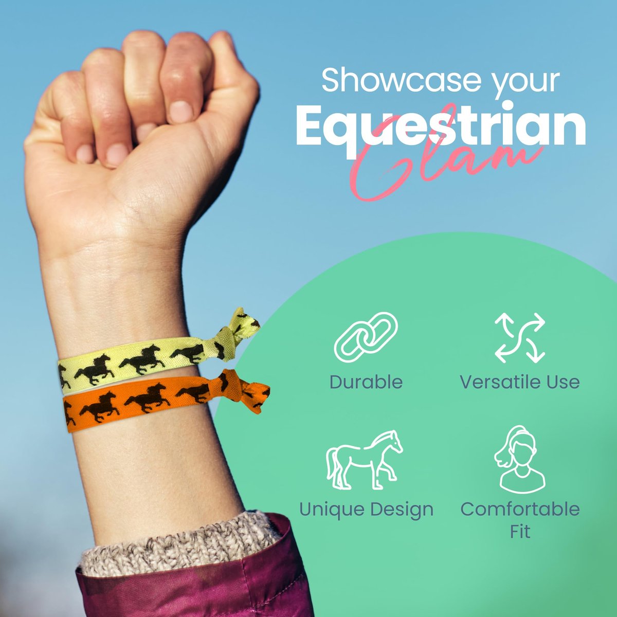 No Crease Hair Ties for Equestrians: Multi Colored Horse Hair Accessories Set by Infinity Collection - görsel 9