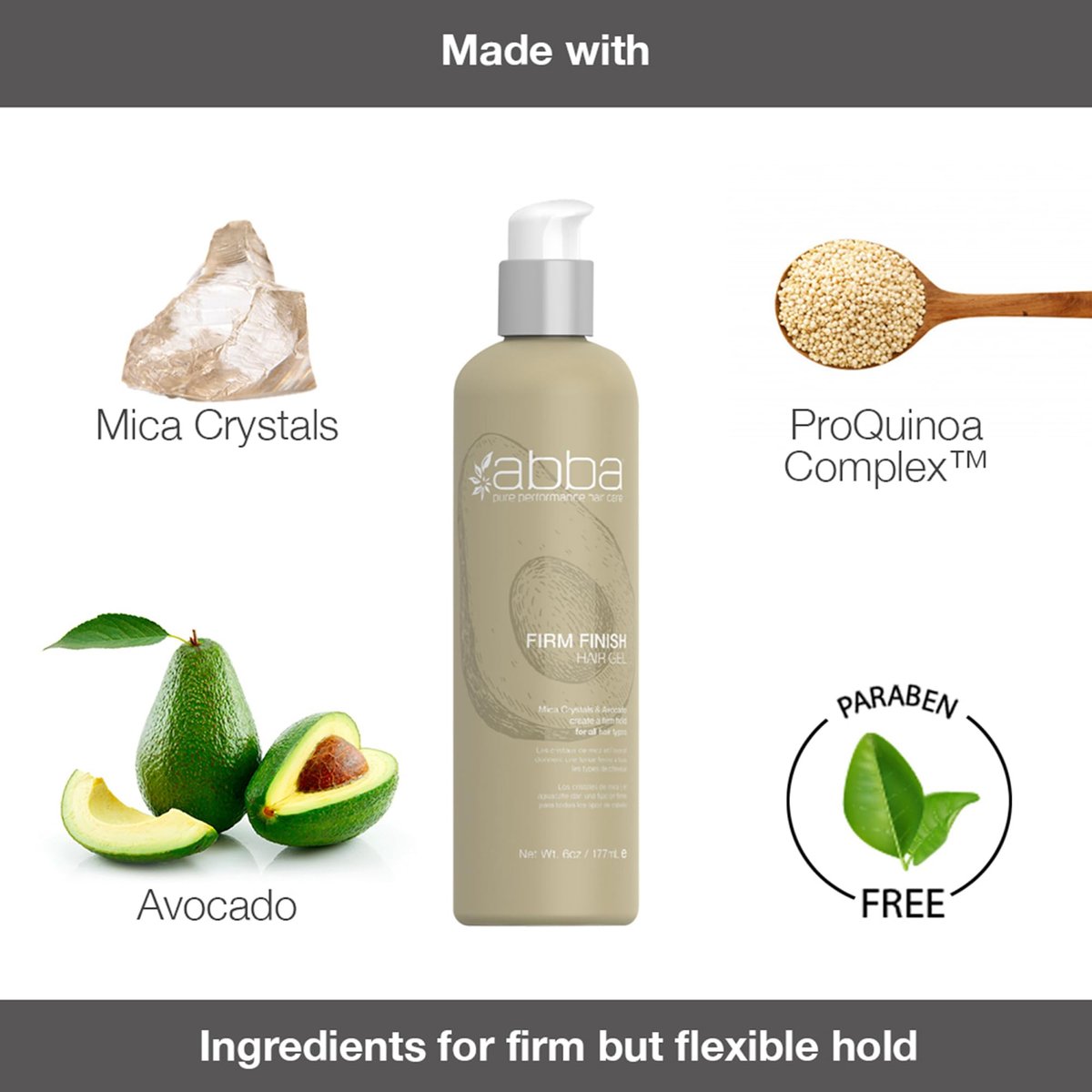 ABBA Pure Style Gel Medium Hold with Mica Crystals & Avocado, 6 fl oz Avelisse