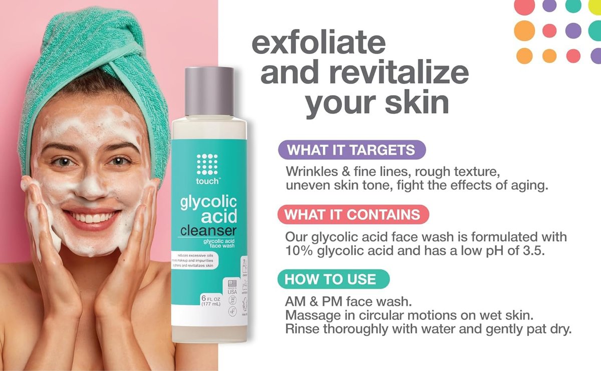 10% Glycolic Acid Face Wash - Exfoliating AHA Cleanser for Anti-Aging, Skin Tone & Texture, Pores & Blackheads - Sulfate Free, Oil Free, Low pH - 6 oz Avelisse