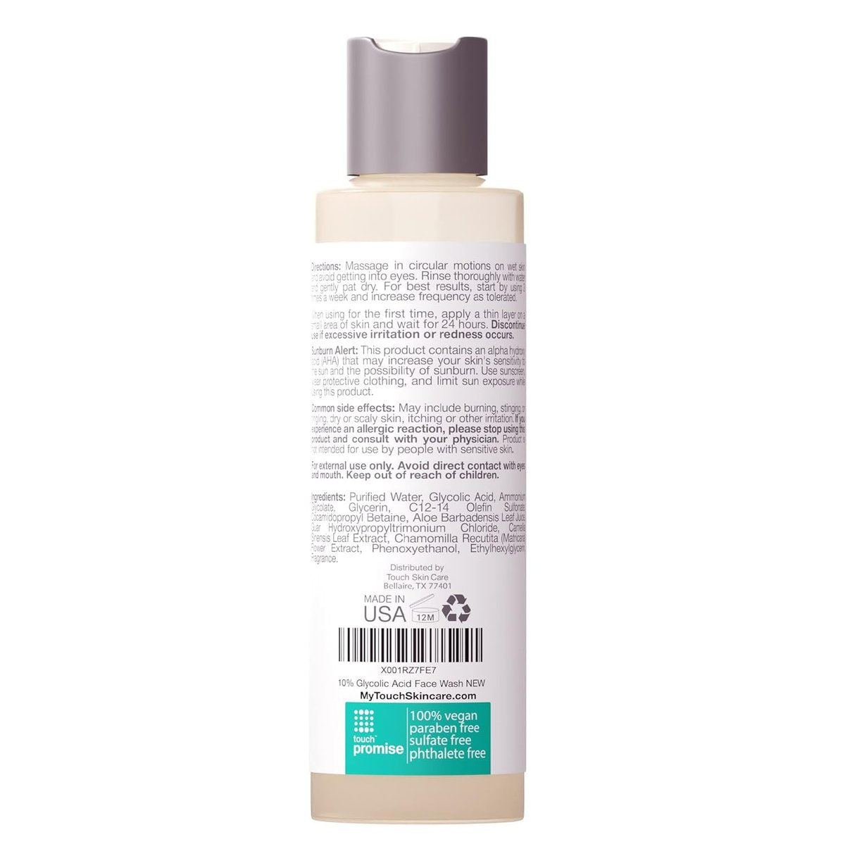 10% Glycolic Acid Face Wash - Exfoliating AHA Cleanser for Anti-Aging, Skin Tone & Texture, Pores & Blackheads - Sulfate Free, Oil Free, Low pH - 6 oz Avelisse