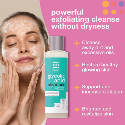 10% Glycolic Acid Face Wash - Exfoliating AHA Cleanser for Anti-Aging, Skin Tone & Texture, Pores & Blackheads - Sulfate Free, Oil Free, Low pH - 6 oz Avelisse