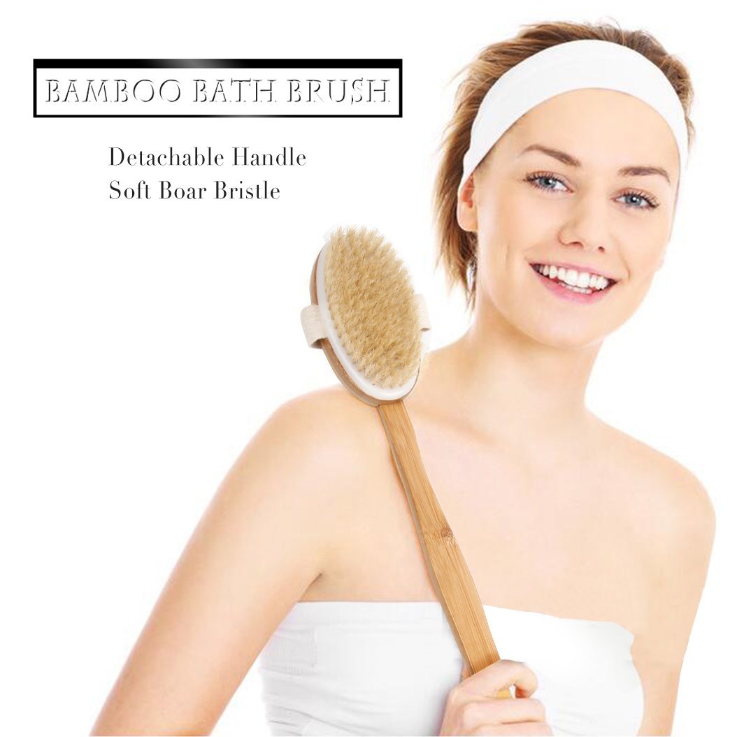 Qlben Bath & Body Brush – Dry Skin Brushing with Natural Boar Bristles & Long Bamboo Handle for Exfoliation & Circulation - görsel 13