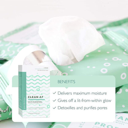 Patchology Clean AF Facial Cleansing Wipes - On-The-Go Refreshing Travel Size Face Wipes for Removing Dirt and Oil - Makeup Remover for Sensitive and Oily Skin (1 Pack, 15 Sheets)