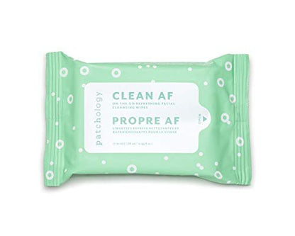 Patchology Clean AF Facial Cleansing Wipes - On-The-Go Refreshing Travel Size Face Wipes for Removing Dirt and Oil - Makeup Remover for Sensitive and Oily Skin (1 Pack, 15 Sheets)