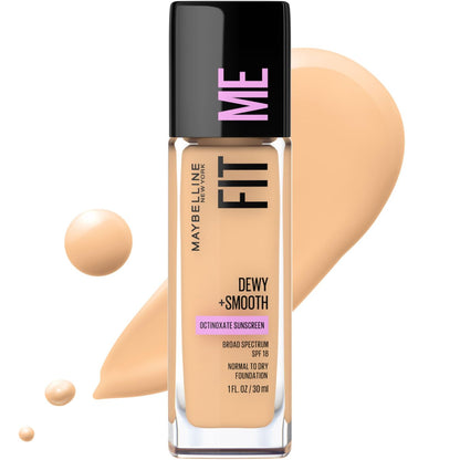 Maybelline Fit Me Dewy + Smooth Liquid Foundation - Warm Nude (128) - 1 fl oz