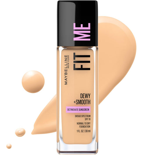 Maybelline Fit Me Dewy + Smooth Liquid Foundation - Warm Nude (128) - 1 fl oz