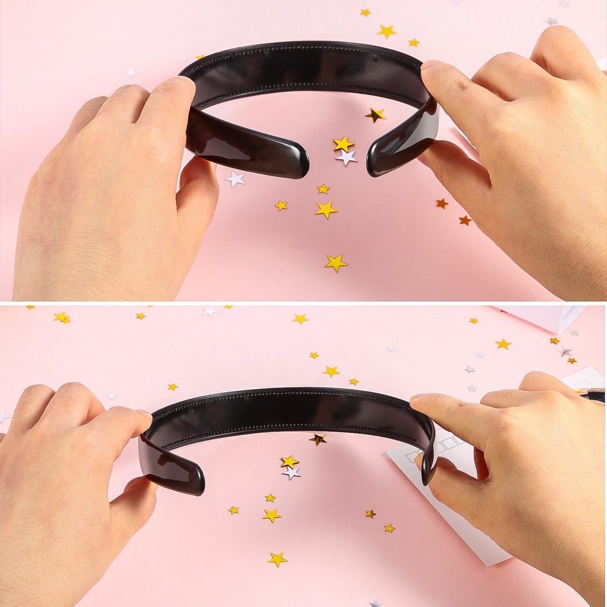 HESTYA 20 Pcs 1 Inch Black Plastic Headbands for Women - Plain Craft Hairband with Teeth for DIY, Graduation, Halloween, Christmas Avelisse