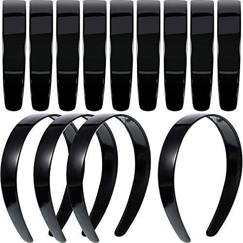 HESTYA 20 Pcs 1 Inch Black Plastic Headbands for Women - Plain Craft Hairband with Teeth for DIY, Graduation, Halloween, Christmas Avelisse