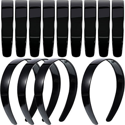 HESTYA 20 Pcs 1 Inch Black Plastic Headbands for Women - Plain Craft Hairband with Teeth for DIY, Graduation, Halloween, Christmas Avelisse
