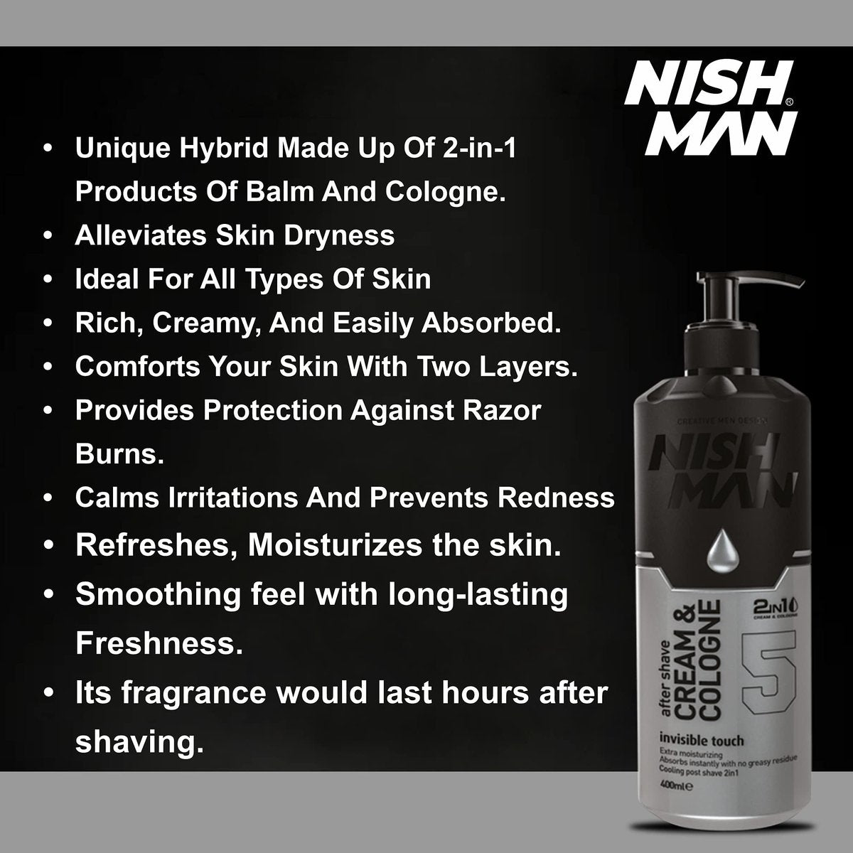 Nishman Cream & Cologne 2-in-1 Invisible Touch 05 - 400 ml - görsel 9