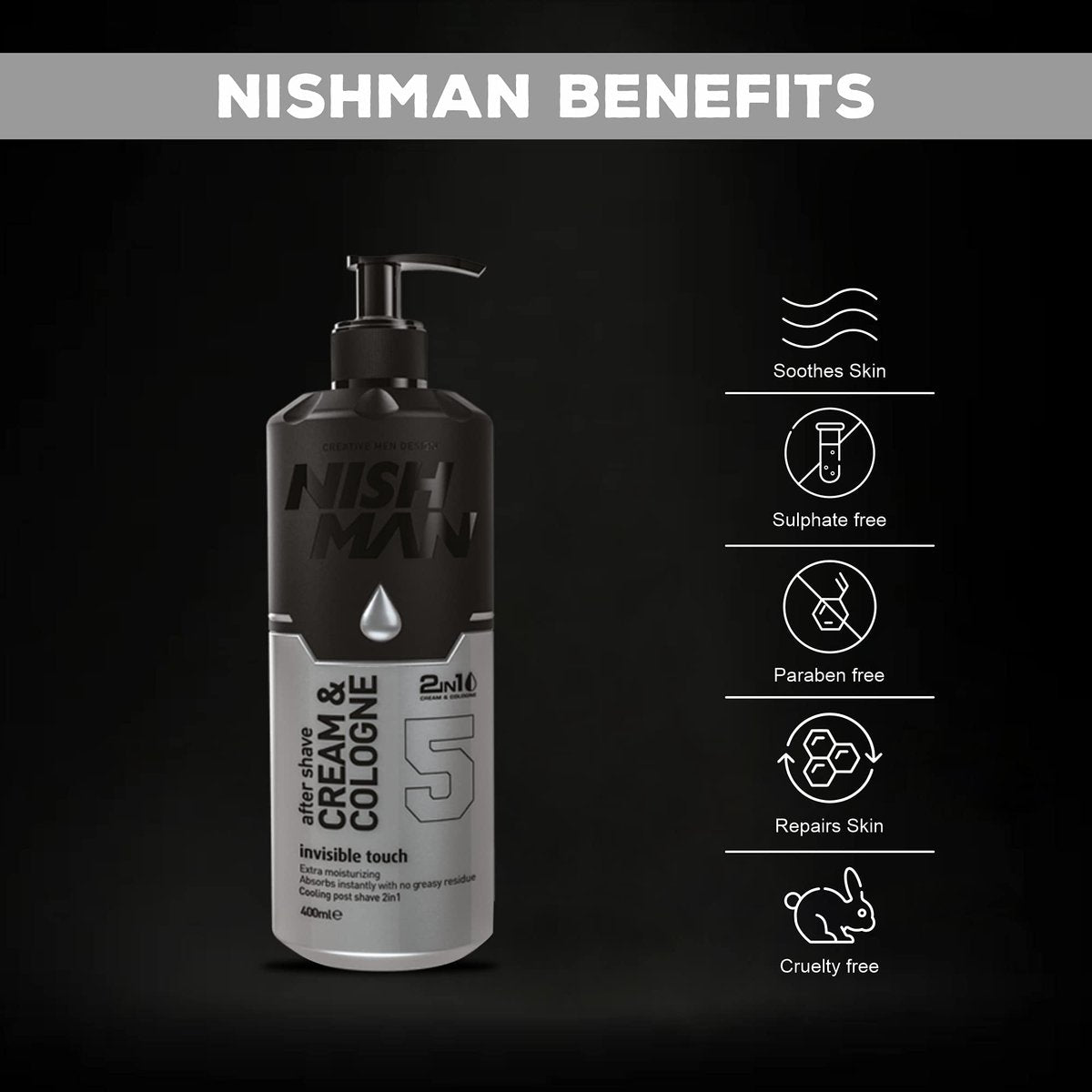 Nishman Cream & Cologne 2-in-1 Invisible Touch 05 - 400 ml - görsel 5