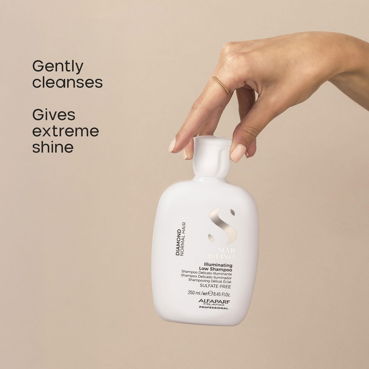 ALFAPARF MILANO Semi di Lino Diamond Shine Illuminating Sulfate Free Shampoo - Adds Gloss and Shine - Paraben and Paraffin Free - Safe on Color Treated Hair - Professional Salon Quality (8.45 Fl Oz) Avelisse