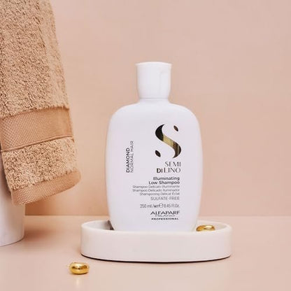 ALFAPARF MILANO Semi di Lino Diamond Shine Illuminating Sulfate Free Shampoo - Adds Gloss and Shine - Paraben and Paraffin Free - Safe on Color Treated Hair - Professional Salon Quality (8.45 Fl Oz) Avelisse