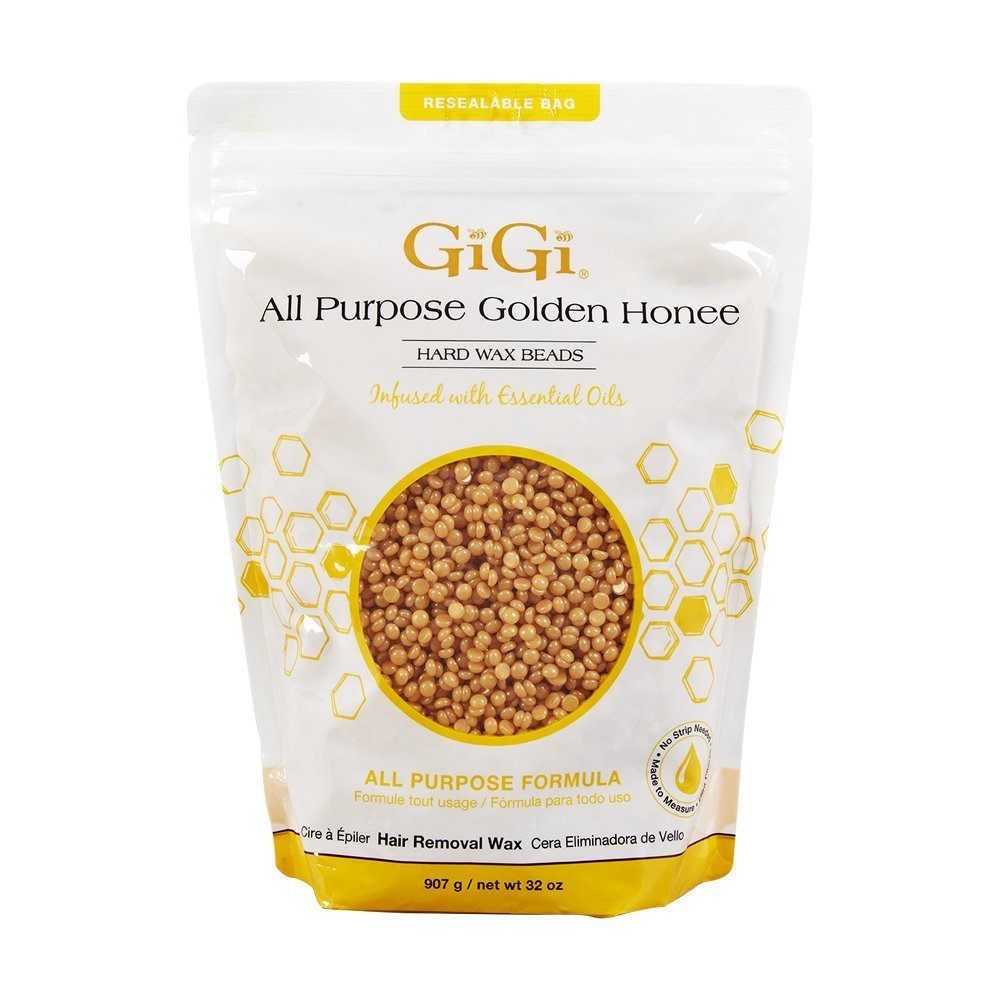 GiGi Hard Wax Beads for Hair Removal - All Purpose Golden Honee Waxing for Face, Body, Bikini - No Strip Needed - 32 oz Avelisse