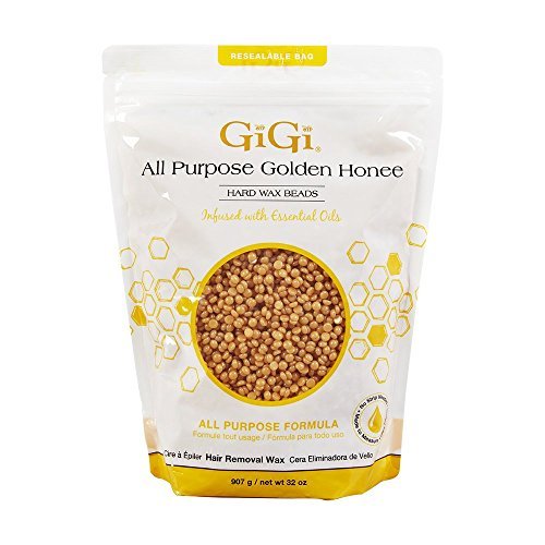 GiGi Hard Wax Beads for Hair Removal - All Purpose Golden Honee Waxing for Face, Body, Bikini - No Strip Needed - 32 oz Avelisse