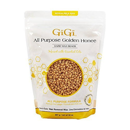 GiGi Hard Wax Beads for Hair Removal - All Purpose Golden Honee Waxing for Face, Body, Bikini - No Strip Needed - 32 oz Avelisse