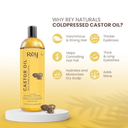 Rey Naturals Cold Pressed Castor Oil for Hair Growth and Skin Care – Pure & Virgin, 200 ml (6.8 Fl Oz) - görsel 8