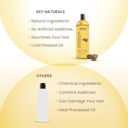 Rey Naturals Cold Pressed Castor Oil for Hair Growth and Skin Care – Pure & Virgin, 200 ml (6.8 Fl Oz) - görsel 12