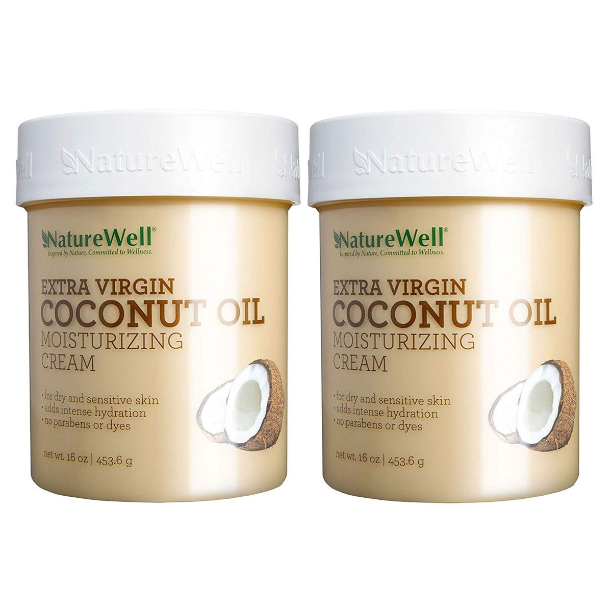 NatureWell Coconut + MCT Moisturizing Cream - 16 oz (2-Pack) - Deep Hydration for Dry Skin Avelisse