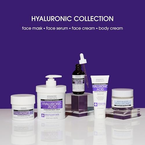 Advanced Clinicals Hyaluronic Acid Moisturizer Body Cream with Vitamin E – Hydrating Cream & Body Lotion for Women & Men, Helps Improve Look of Wrinkles, Dry Skin, Crepey Looking Skin, 16 oz, 2-Pack Avelisse