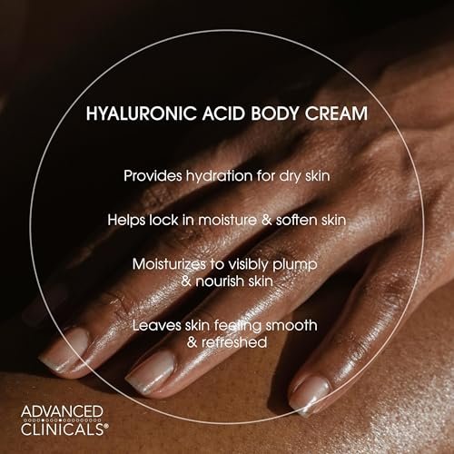 Advanced Clinicals Hyaluronic Acid Moisturizer Body Cream with Vitamin E – Hydrating Cream & Body Lotion for Women & Men, Helps Improve Look of Wrinkles, Dry Skin, Crepey Looking Skin, 16 oz, 2-Pack Avelisse