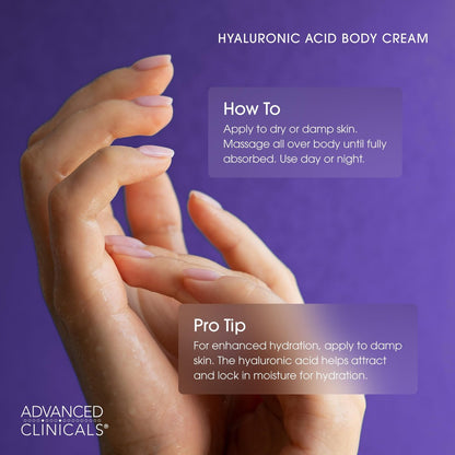 Advanced Clinicals Hyaluronic Acid Moisturizer Body Cream with Vitamin E – Hydrating Cream & Body Lotion for Women & Men, Helps Improve Look of Wrinkles, Dry Skin, Crepey Looking Skin, 16 oz, 2-Pack Avelisse