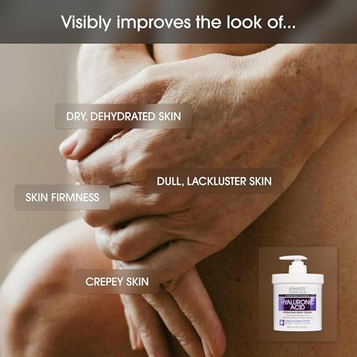 Advanced Clinicals Hyaluronic Acid Moisturizer Body Cream with Vitamin E – Hydrating Cream & Body Lotion for Women & Men, Helps Improve Look of Wrinkles, Dry Skin, Crepey Looking Skin, 16 oz, 2-Pack Avelisse