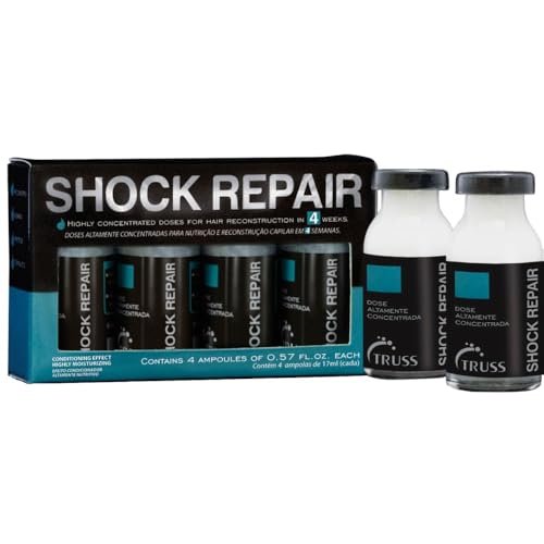 TRUSS Repairing Hair Serum - Shock Repair Treatment for Damaged Strands, Split Ends, Hydration & Strength - Weekly Reconstructing Ampoules (4 Pack) Avelisse