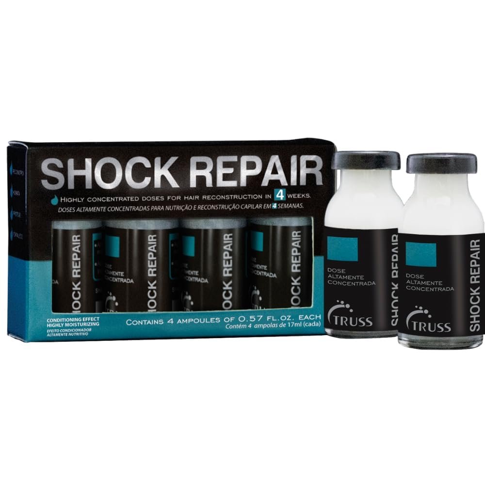 TRUSS Repairing Hair Serum - Shock Repair Treatment for Damaged Strands, Split Ends, Hydration & Strength - Weekly Reconstructing Ampoules (4 Pack) Avelisse