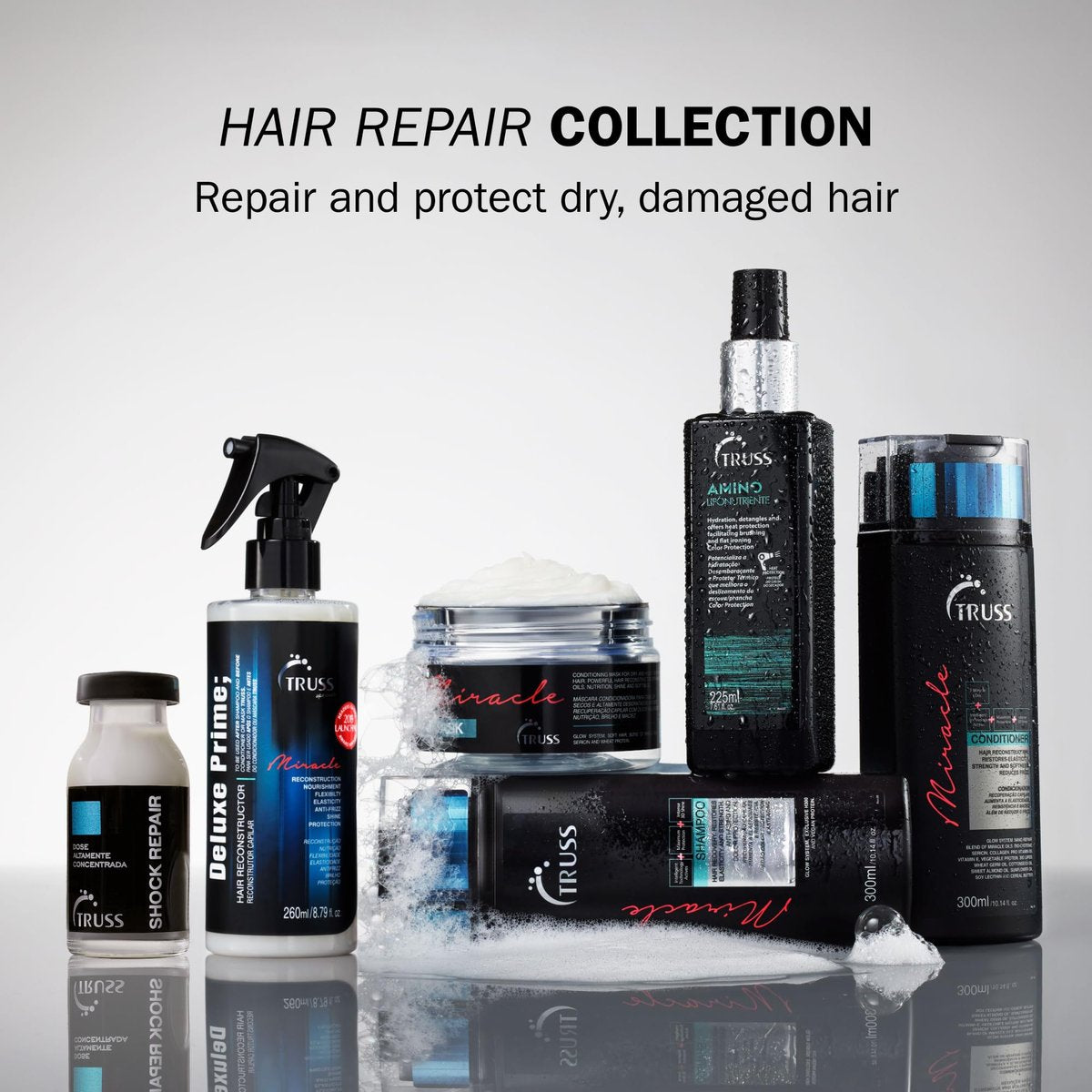 TRUSS Repairing Hair Serum - Shock Repair Treatment for Damaged Strands, Split Ends, Hydration & Strength - Weekly Reconstructing Ampoules (4 Pack) Avelisse