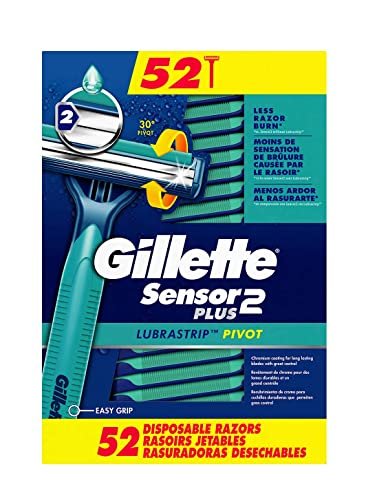 Gillette Sensor2 Plus Disposable Razor, 52 Count – Long-Lasting Smooth Shave for Men Avelisse