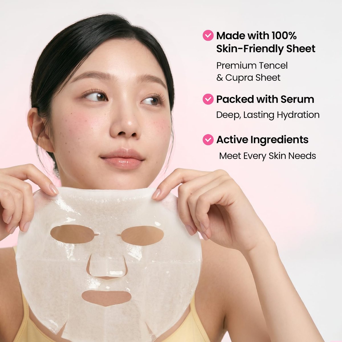 GLAM UP Korean Facial Sheet Mask 12 Combo Pack - Hydrating & Moisturizing Face Mask for Glass Skin, Soothing Korean Skincare for Sensitive Dry Skin, Bulk Face Masks Gift Set for Home Spa Avelisse