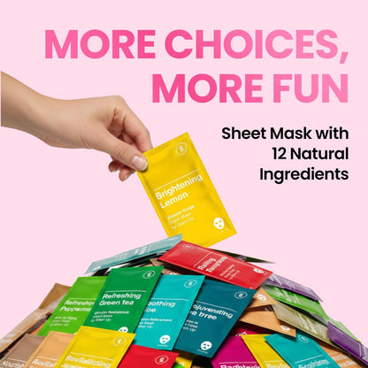 GLAM UP Korean Facial Sheet Mask 12 Combo Pack - Hydrating & Moisturizing Face Mask for Glass Skin, Soothing Korean Skincare for Sensitive Dry Skin, Bulk Face Masks Gift Set for Home Spa Avelisse