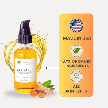 Aspen Kay Naturals Glow - Turmeric & Rosehip Face Oil - Natural & Organic Facial Moisturizer, 2 oz Avelisse