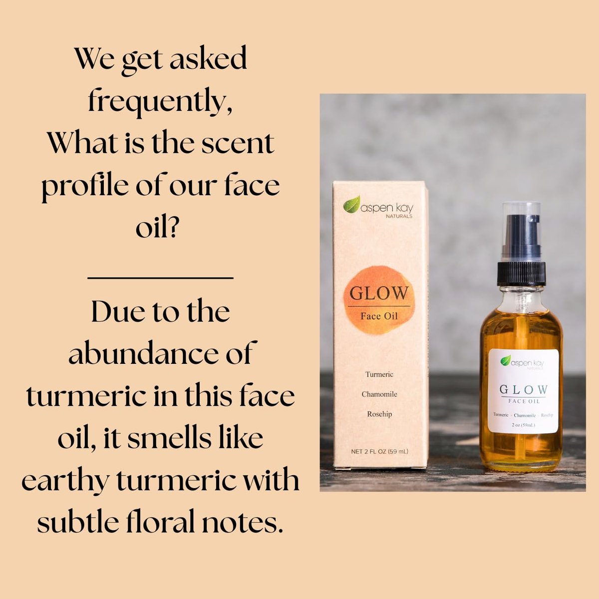 Aspen Kay Naturals Glow - Turmeric & Rosehip Face Oil - Natural & Organic Facial Moisturizer, 2 oz Avelisse