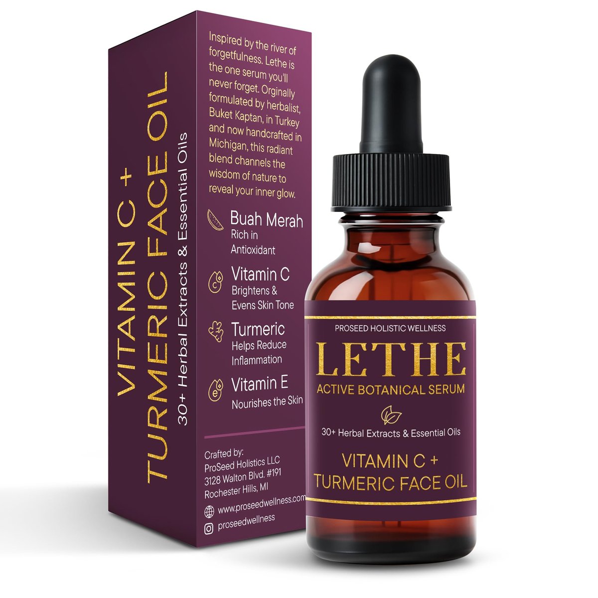 LETHE Vegan Botanical Face Serum with Vitamin C & 50 Natural Extracts – Improve Skin Tone, Firmness & Smoothness – Natural Skincare for Dark Spots & Uneven Skin – 1oz - görsel 3