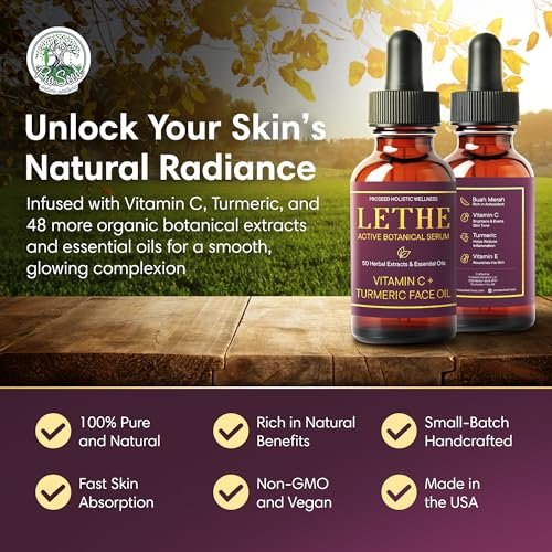 LETHE Vegan Botanical Face Serum with Vitamin C & 50 Natural Extracts – Improve Skin Tone, Firmness & Smoothness – Natural Skincare for Dark Spots & Uneven Skin – 1oz - görsel 14