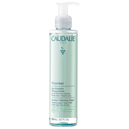 Caudalie Vinoclean Micellar Cleansing Water - 200 mL / 6.7 Fl Oz - Gentle Makeup Remover & Face Cleanser Avelisse
