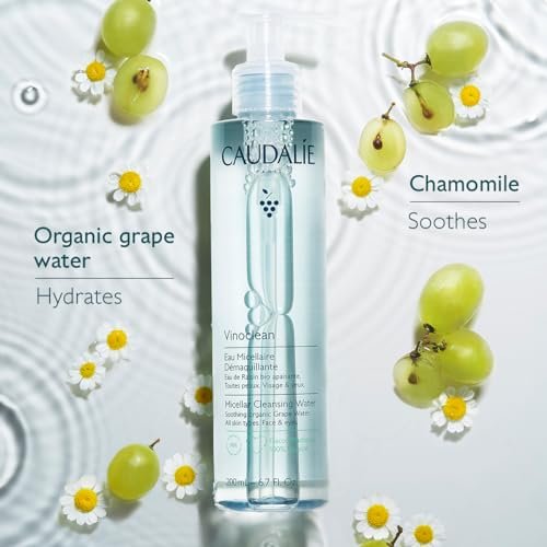 Caudalie Vinoclean Micellar Cleansing Water - 200 mL / 6.7 Fl Oz - Gentle Makeup Remover & Face Cleanser Avelisse