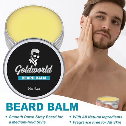Complete Beard Grooming Kit: Wash, Oil, Balm, Brush, Comb & Scissors – GoldWorld Avelisse