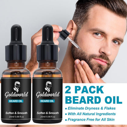 Complete Beard Grooming Kit: Wash, Oil, Balm, Brush, Comb & Scissors – GoldWorld Avelisse