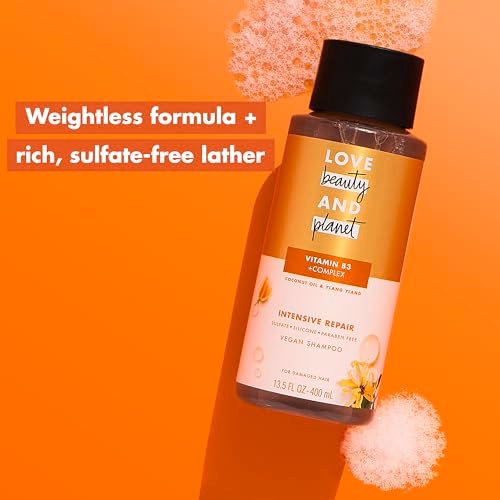 Love Beauty and Planet Vitamin B3 Coconut Oil & Ylang Ylang Intensive Repair Shampoo for Damaged Hair, Sulfate-Free, Silicone-Free, Paraben-Free, Cruelty-Free, 13.5 oz - görsel 3