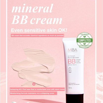 MIBA Ion Calcium Mineral BB Cream 50ml – Long-Lasting Coverage with Skin-Nourishing Minerals