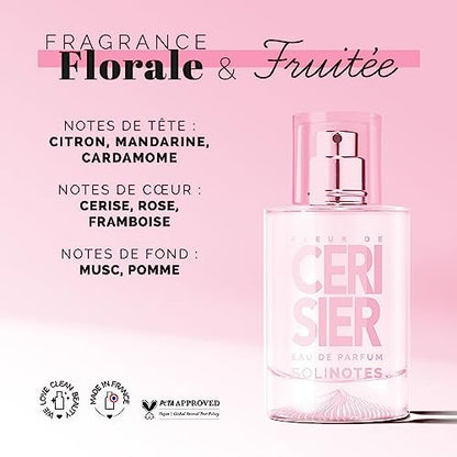 Solinotes Cherry Blossom Eau de Parfum for Women – Delicate Floral Scent, Made in France, Vegan, 1.7 fl oz