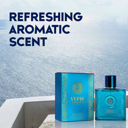 NovoGlow Verse Adonis Eau De Parfum for Men - 3.4 Fl Oz (100ml) Woody Floral & Fruity Scent, Long-Lasting Masculine Fragrance
